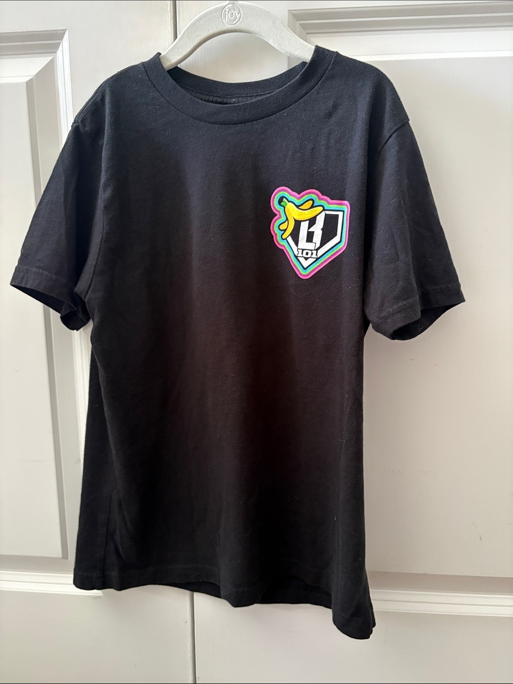 Black Kids Short-Sleeve Tee with Colorful Badge Graphic